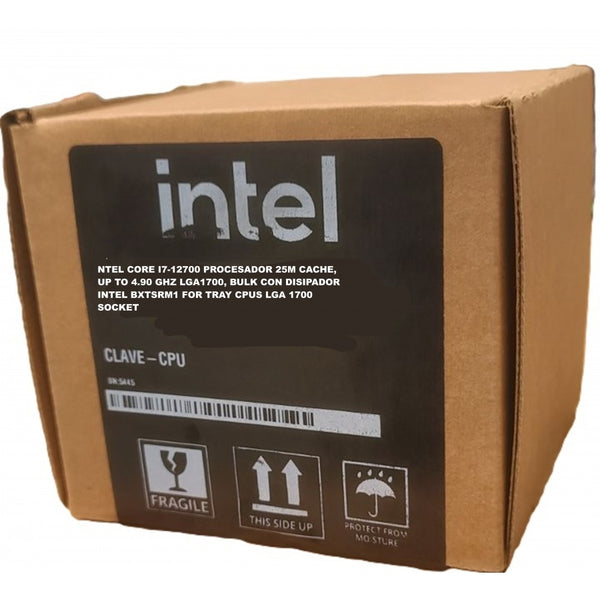 NTEL CORE I7-12700 PROCESADOR 25M CACHE, UP TO 4.90 GHZ LGA1700, BULK CON DISIPADOR INTEL BXTSRM1 FOR TRAY CPUS LGA 1700 SOCKET