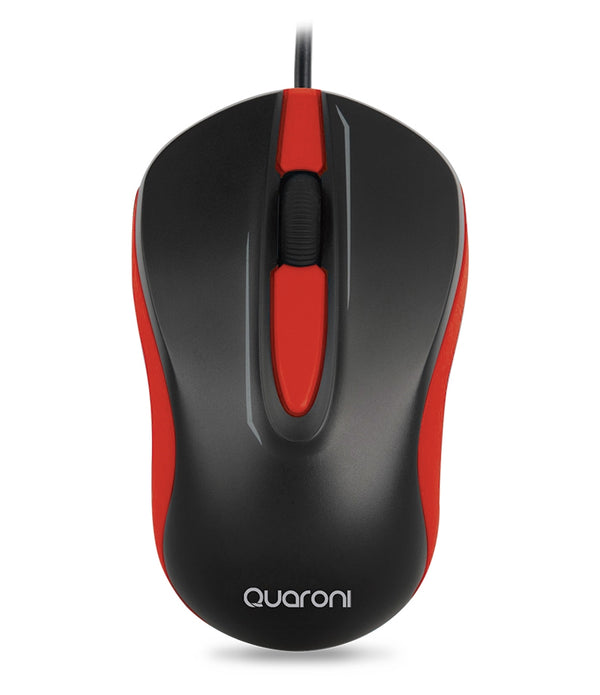 MOUSE OPTICO QUARONI ALAMBRICO COLOR ROJO 1200 DPI