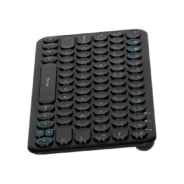 TECLADO INALAMBRICO MULTIDISPOSITIVO (HASTA 3)  / VORAGO / KBW-400  /   SLIM /  REGARGABLE /  TIPO C  /  2 BLUETOOTH +  WIRELESS /  NEGRO