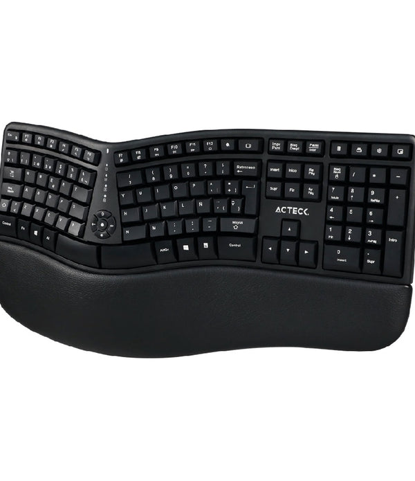 KIT ACTECK CREATOR VIRTUOS FITT MK770 / TECLADO Y MOUSE VERTICAL / INALAMBRICO / RECEPTOR USB / RECARGABLE / 118 TECLAS / ESPAÑOL / MULTIMEDIA / OPTICO / 2400 DPI AJUSTABLE / NEGRO / AC-936248