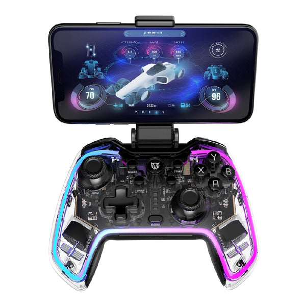 GAMEPAD BALAM RUSH KONTROL GLOW G595 / INALAMBRICO RECARGABLE / BT 5.0 / RGB / VIBRACION DUAL / SOPORTE P CELULAR / ANDROID - IOS - PC WIN - N SWITCH - PS 3-4 / BOTONES PROGRAMABLES / BR-936910