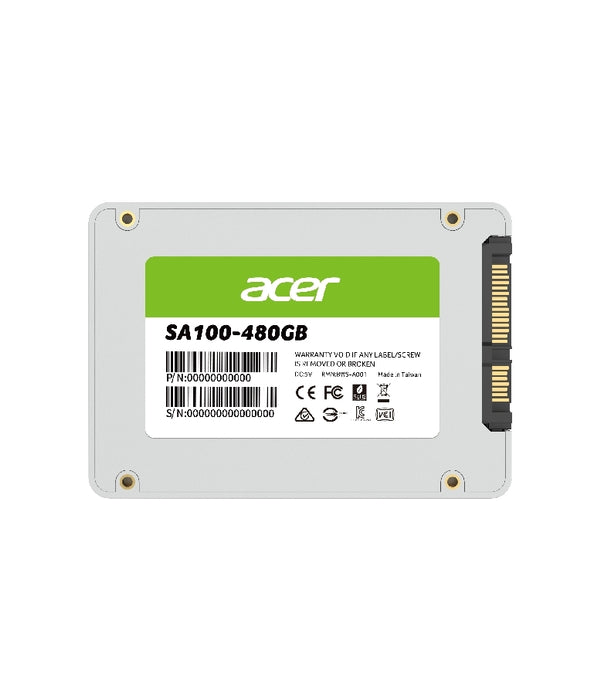 UNIDAD DE ESTADO SOLIDO SSD INTERNO ACER SA100 480GB 2.5 SATA3 LECT.560 ESCRIT. 500 MBS 7MM PC LAPTOP MINIPC BL.9BWWA.103