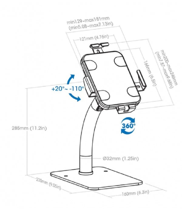 SOPORTE TABLETA DE ESCRITORIO/ MANHATTAN/ 406352/ 7.9 A 11, ANTIRROBO, BLANCO
