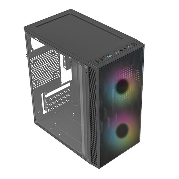 GABINETE ACTECK FUJI GC470 / MINI TORRE / MICRO ATX , MINI ITX / FUENTE 500W / VENTILADOR RGB / PANEL ACRILICO, METAL / NEGRO / AC-935838