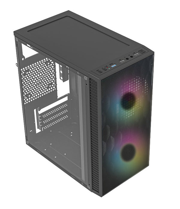 GABINETE ACTECK FUJI GC470 / MINI TORRE / MICRO ATX , MINI ITX / FUENTE 500W / VENTILADOR RGB / PANEL ACRILICO, METAL / NEGRO / AC-935838