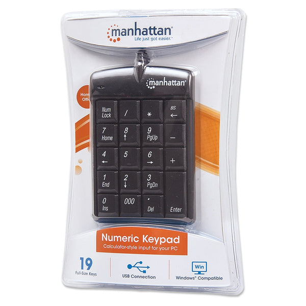 TECLADO,MANHATTAN,176354, NUMERICO USB NEGRO