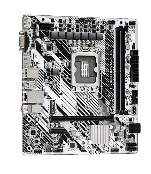 MB ASROCK H610M-HDV/M.2 D5 / DDR5 / X1 PS2 / X1 VGA / X1 HDMI / X1 DP / X1 USB 3.2 / X1 USB 3.2 TIPO C / X4 USB 2.0 / X1 LAN 1 GBE / SOCKET 1700
