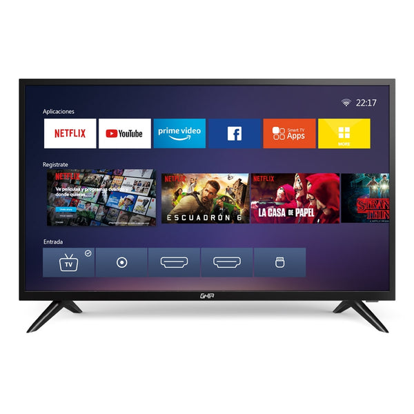 TELEVISION SMART GHIA NETFLIX HD 32 PULG 720P WIFI /2 HDMI / 2 USB / RCA/OPTICO/3.5MM 60HZ