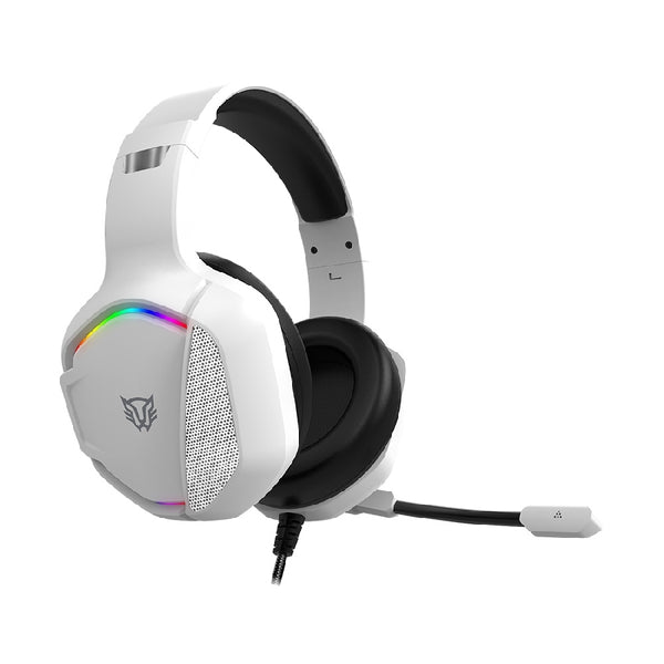 AUDIFONOS GAMER ORPHIX II HS699 / ALAMBRICOS / DIADEMA / AUX 3.5 MM - USB / PC - DISPOSITIVOS MOVILES -CONSOLAS / ALTAVOCES 50 MM / ILUMINACION RGB / MICROFONO OMNIDIRECCIONAL / BLANCO / BR-941198