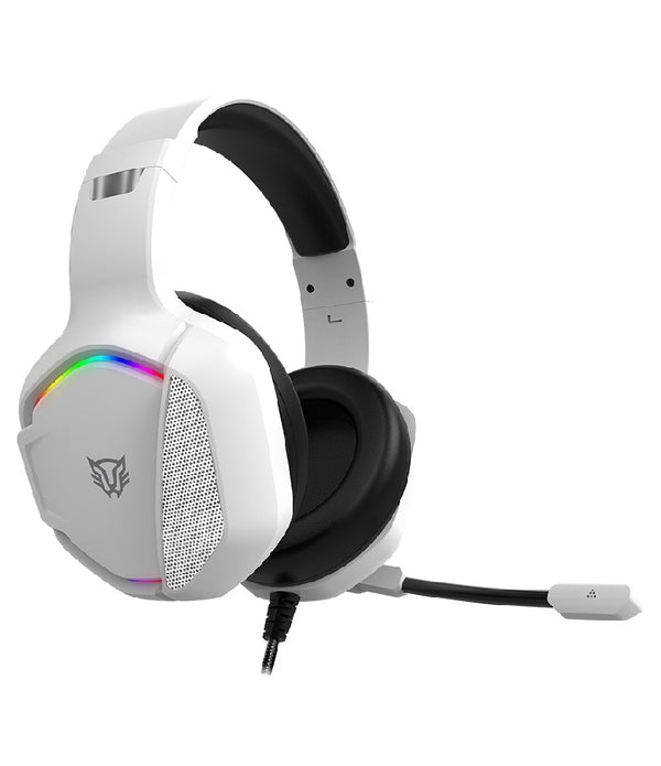 AUDIFONOS GAMER ORPHIX II HS699 / ALAMBRICOS / DIADEMA / AUX 3.5 MM - USB / PC - DISPOSITIVOS MOVILES -CONSOLAS / ALTAVOCES 50 MM / ILUMINACION RGB / MICROFONO OMNIDIRECCIONAL / BLANCO / BR-941198
