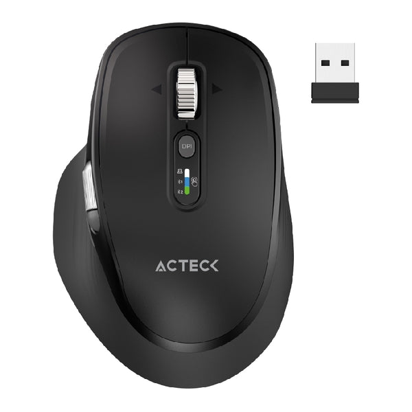 MOUSE ACTECK VIRTUOS PRO ULTRA MI777 / INALAMBRICO DUAL / ERGONOMICO / RECARGABLE / WIN, MAC, ANDROID / OPTICO / 11 BOTONES +SCROLL METALICO / 4800 DPI AJUSTABLE / NEGRO / AC-943444