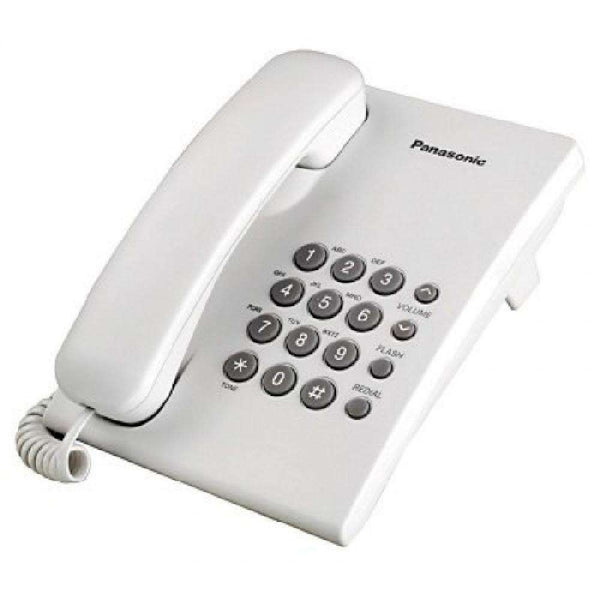 TELEFONO PANASONIC KX-TS500MEB ALAMBRICO BASICO UNILINEA SIN MEMORIAS CONTROL DE VOLUMEN 4 NIVELES REMARCACION ULTIMO NUMERO NEGRO