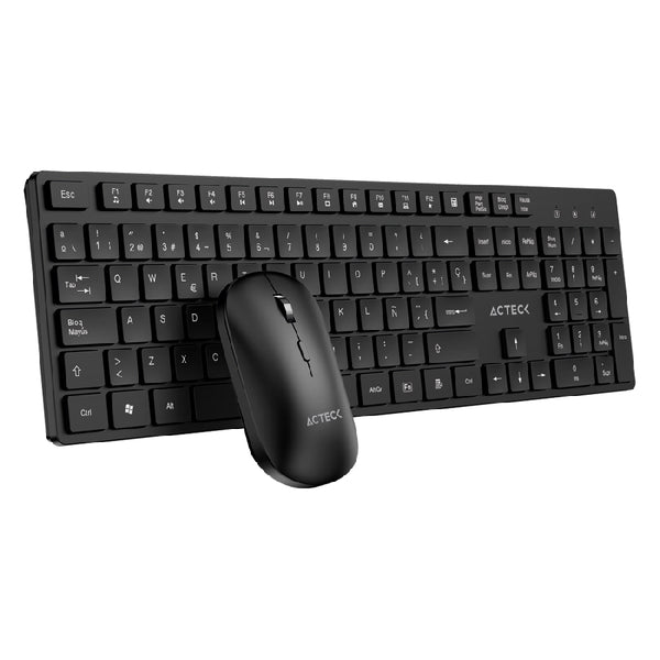 KIT ACTECK CREATOR VANTAGE AERO MK555 / TECLADO Y MOUSE / INALAMBRICO DONGLE USB / ERGONOMICO / WIN / ESPAÑOL / MEMBRANA / 105 TECLAS / 1600 DPI AJUSTABLE / 4 BOTONES / OPTICO / NEGRO / AC-943482