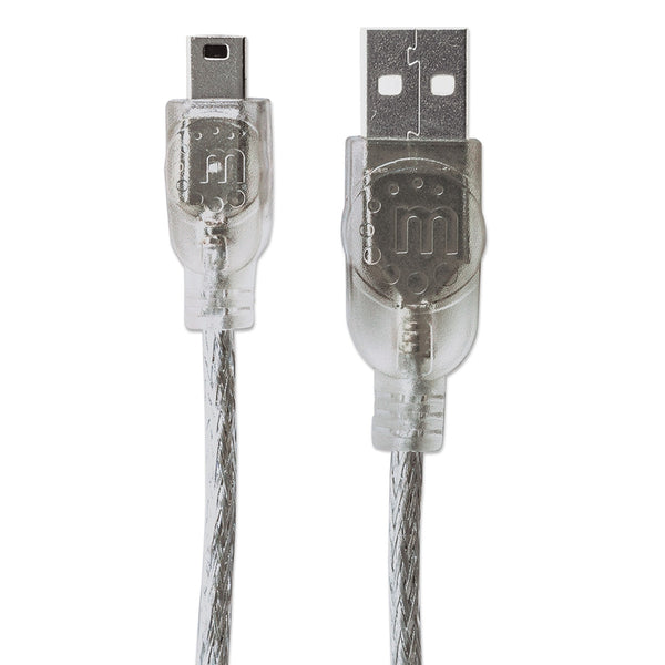 CABLE USB,MANHATTAN,333412, V2.0 A-MINI B 1.8M PLATA