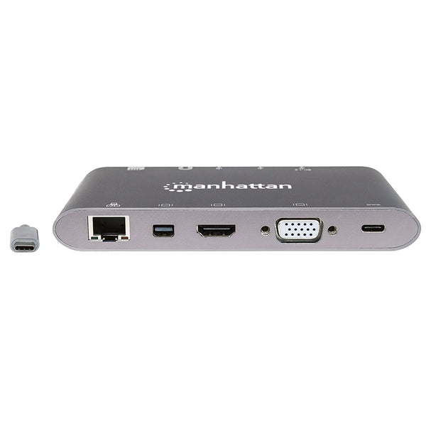 DOCKING USB,MANHATTAN,152808,-C 11 PTOS, HDMI/MINI DP/VGA, USB-C PD/3XUSBV3.2,  RED/AUDIO/SD/MICRO SD