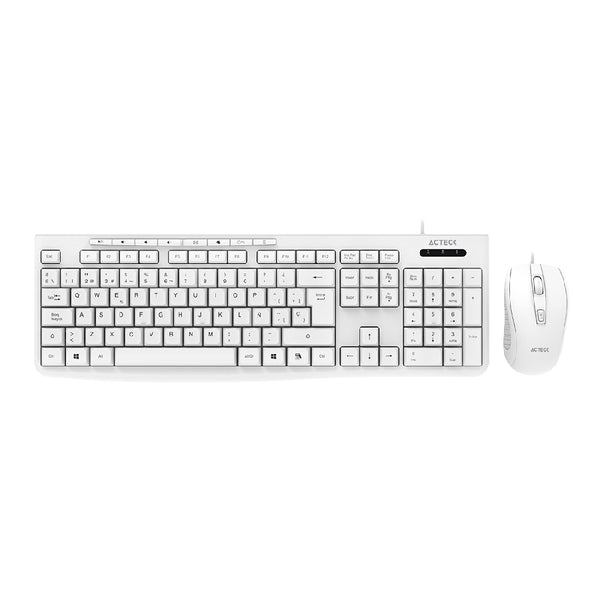 KIT ACTECK CREATOR PRIME MK455 / TECLADO Y MOUSE / ALAMBRICO / USB 2.0 / WINDOWS / ESPAÑOL / 105 TECLAS / MEMBRANA / MULTIMEDIA / OPTICO / 1600 DPI AJUSTABLE / 4 BOTONES / BLANCO / AC-941792