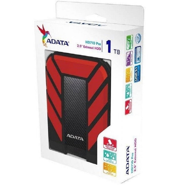 DISCO DURO EXTERNO ADATA HD710P 1TB PORTATIL 2.5 USB 3.2 WINDOWS MAC LINUX CONTRAGOLPES COLOR ROJO AHD710P-1TU31-CRD