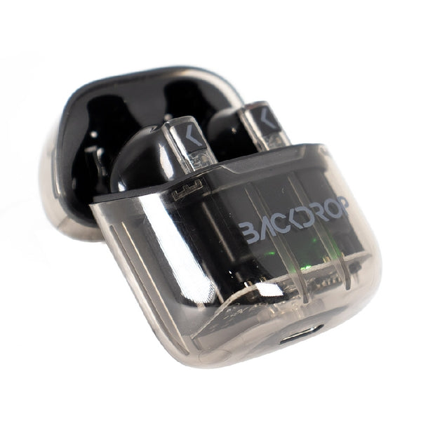 AUDIFONOS INALAMBRICOS TWS BACKDROP TRANSPARENTES/10M / TACTIL COLOR NEGRO