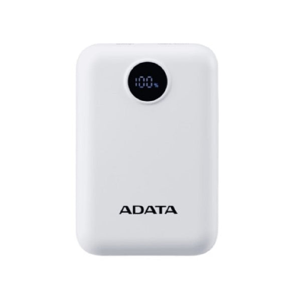 BATERIA DE RESPALDO ADATA POWER BANK C10022 10000MAH ENTRADA USB TIPO C Y USB TIPO A BLANCA PC1002212WH