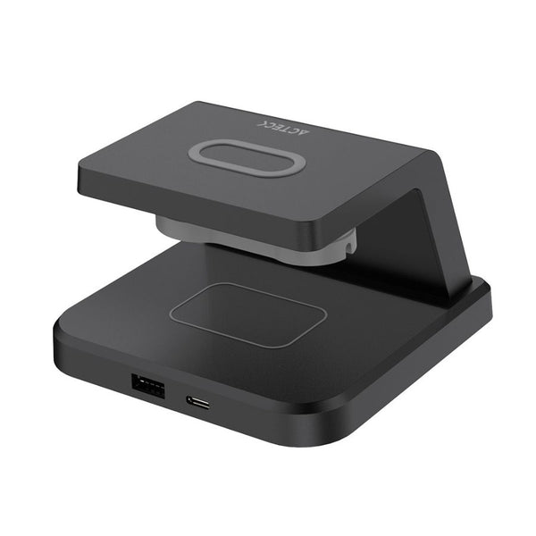 CARGADOR ACTECK ENERGON S-MATE CI730 / INALAMBRICO QI / 3W - 15 W / APPLE - SAMSUNG / 3 DISPOSITIVOS / RELOJ DIGITAL / NEGRO / AC-937146