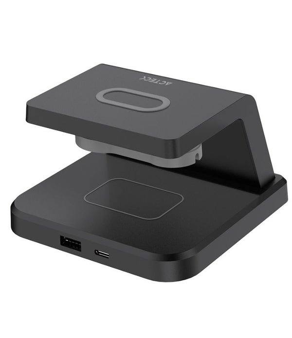 CARGADOR ACTECK ENERGON S-MATE CI730 / INALAMBRICO QI / 3W - 15 W / APPLE - SAMSUNG / 3 DISPOSITIVOS / RELOJ DIGITAL / NEGRO / AC-937146