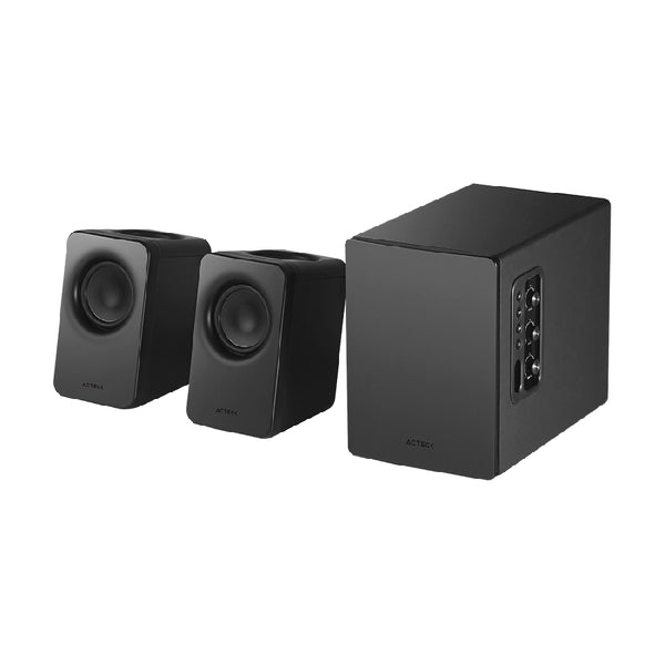 BOCINAS ACTECK DYNAMIC EXACT MINI S-PRO BS495 / RCA - USB 2.0 - 3.5 MM - BLUETOOTH 5.3 / 60 W / 300 HZ - 18 KHZ / 80 DB - 85 DB / SONIDO ENVOLVENTE Y POTENTE / SUBWOOFER / NEGRO / AC-940832