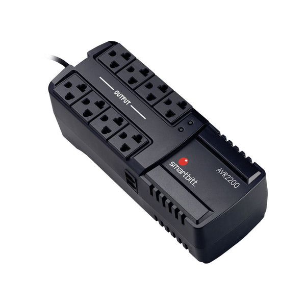 REGULADOR DE VOLTAJE SMARTBITT  SBAVR2200  2200VA/1100W, 8 CONTACTOS, PROTECCIN DE LNEA TELEFNICA RJ-11