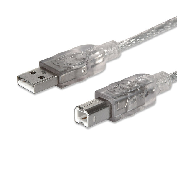 CABLE USB,MANHATTAN,340458, V2.0 A-B  3.0M, PLATA