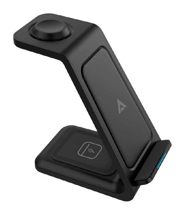 CARGADOR DE ESCRITORIO ACTECK ENERGON S-MATE CI720 / INALAMBRICO / IPHONE - SAMSUNG - CARGA QI / 3W - 15W / PARA 3 DISPOSITIVOS / CONEXION USB C / NEGRO / AC-937153
