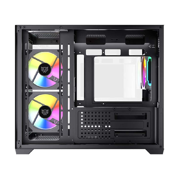 GABINETE GAMER BALAM RUSH TANK CORE PRO GI925 / MINI TORRE / MICRO-ATX, MINI ITX / INCLUYE 3 VENTILADORES ARGB 120 MM / CRISTAL TEMPLADO / NEGRO / BR-943840
