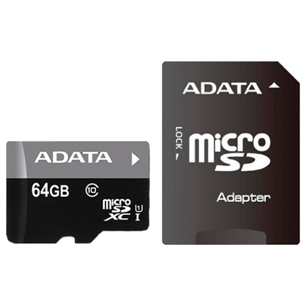 MEMORIA ADATA MICRO SDHC 64GB UHS-I CLASE 10 C/ADAPTADOR AUSDX64GUICL10-RA1