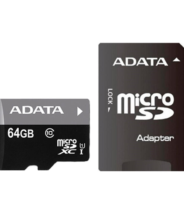 MEMORIA ADATA MICRO SDHC 64GB UHS-I CLASE 10 C/ADAPTADOR AUSDX64GUICL10-RA1