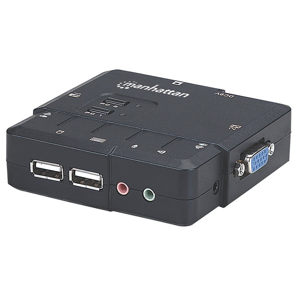 SWITCH KVM ,MANHATTAN,151252, DESKTOP USB 2:1 CON CABLES+AUDIO