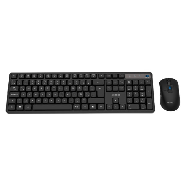 KIT ACTECK CREATOR SILENT PRO MK474 / TECLADO Y MOUSE / INALAMBRICO DONGLE USB / WIN, MAC, ANDROID / MEMBRANA /106 TECLAS / ERGONOMICO / 5000 DPI AJUSTABLE / 6 BOTONES / OPTICO / NEGRO /AC-943505