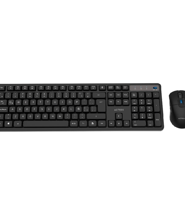 KIT ACTECK CREATOR SILENT PRO MK474 / TECLADO Y MOUSE / INALAMBRICO DONGLE USB / WIN, MAC, ANDROID / MEMBRANA /106 TECLAS / ERGONOMICO / 5000 DPI AJUSTABLE / 6 BOTONES / OPTICO / NEGRO /AC-943505