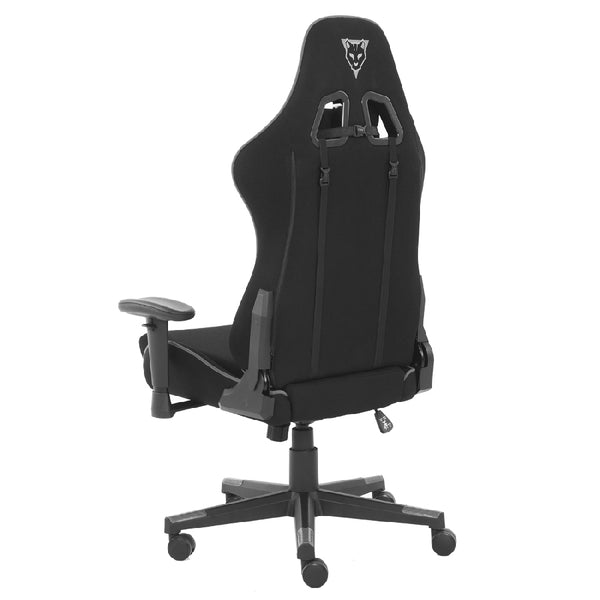 SILLA OCELOT GAMING OST-BLACK MIST / TELA AUTOMOTRIZ / BASE NYLON AJUSTABLE / DESCANSABRAZOS 1D / PISTON CLASE 4 / RECLINABLE 90-155 GRADOS / HASTA 150KG / COJINES LUMBAR Y CERVICAL / COLOR NEGRO CON