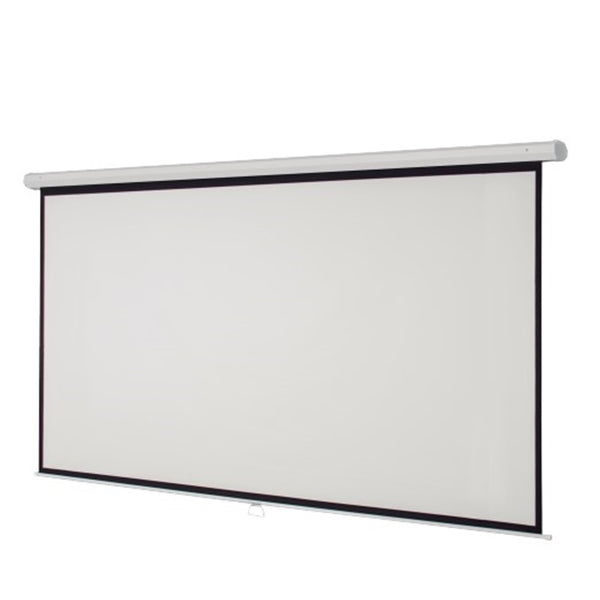 PANTALLA PROYECCION MANUAL MULTIMEDIA SCREEN MSC-221, 100 PULGADAS DIAGONAL, MEDIDA 221 CM X 124 CM, FORMATO 16:9, COLOR BLANCO MATE, PARA COLGAR O PARED