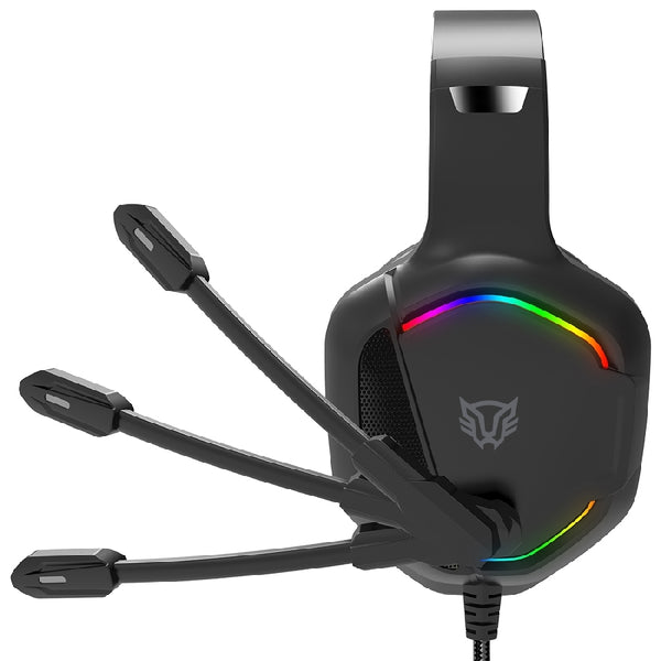 AUDIFONOS GAMER ORPHIX II HS699 / ALAMBRICOS / DIADEMA / AUX 3.5 MM - USB / PC - DISPOSITIVOS MOVILES -CONSOLAS / ALTAVOCES 50 MM / ILUMINACION RGB / MICROFONO OMNIDIRECCIONAL / NEGRO / BR-941181
