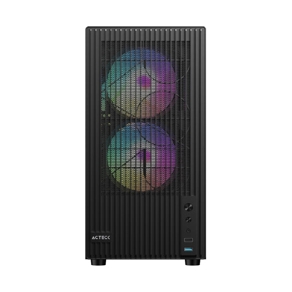 GABINETE ACTECK ZYRON GC606 / MINI TORRE / MICRO ATX - MINI ITX / VENTILADORES FRGB X3 / FUENTE DE PODER TIPO ATX (NO INCLUIDA) / METAL + PANEL DE CRISTAL TEMPLADO / NEGRO / AC-943819