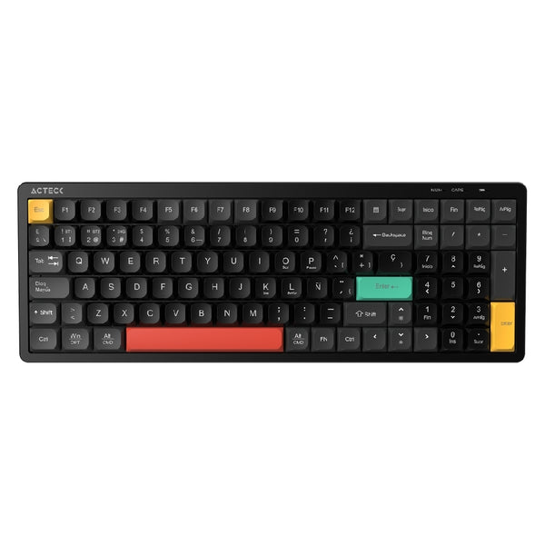 TECLADO ACTECK TECHNO CORE TI780 / INALAMBRICO / BLUETOOTH / USB-C / ESPAÑOL / 101 TECLAS / WIN / MAC / ANDROID MEMBRANA / 98% QWERTY / RGB / NEGRO / AC-945875