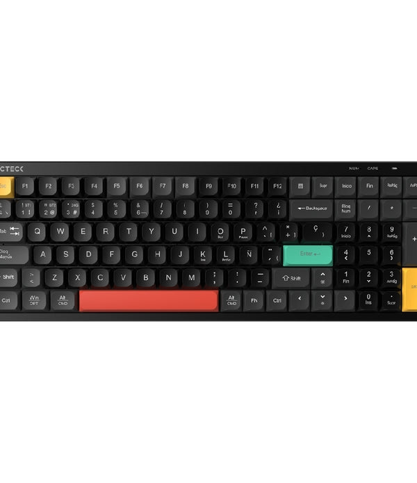 TECLADO ACTECK TECHNO CORE TI780 / INALAMBRICO / BLUETOOTH / USB-C / ESPAÑOL / 101 TECLAS / WIN / MAC / ANDROID MEMBRANA / 98% QWERTY / RGB / NEGRO / AC-945875