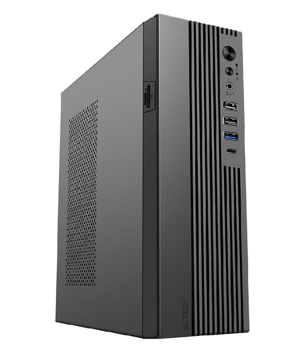 GABINETE ACTECK ONEX GS450 / MINI TORRE SLIM / MICRO ATX - MINI ITX / LECTOR SD / DOBLE POSICION / FUENTE DE PODER FLEX ATX 400 W / 5 AÑOS DE GARANTIA / FULL METAL / NEGRO / AC-943086