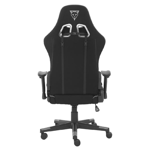 SILLA OCELOT GAMING OST-BLACK MIST / TELA AUTOMOTRIZ / BASE NYLON AJUSTABLE / DESCANSABRAZOS 1D / PISTON CLASE 4 / RECLINABLE 90-155 GRADOS / HASTA 150KG / COJINES LUMBAR Y CERVICAL / COLOR NEGRO CON