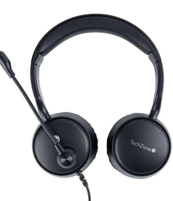 DIADEMA - TECHZONE - TZACDII02 - ALAMBRICA USB A - SONIDO ESTEREO - MANOS LIBRES - NEGRO