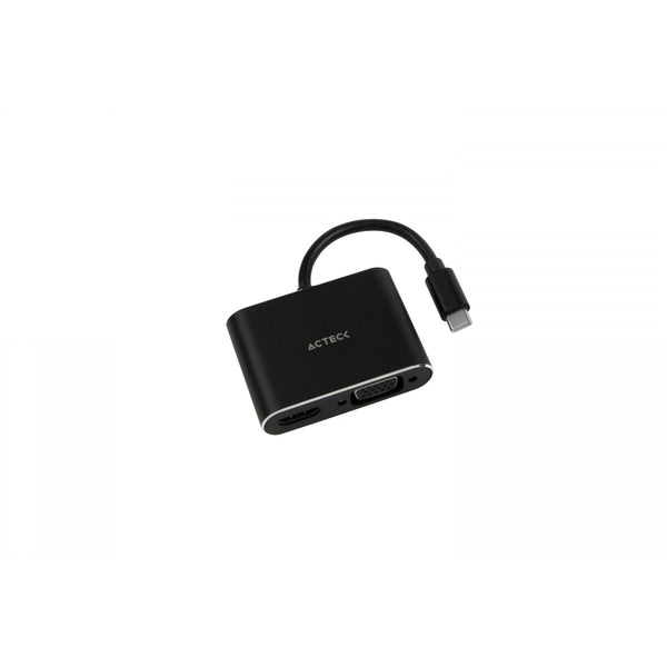 ADAPTADOR ACTECK SHIFT PLUS AV420 / USB C - HDMI VGA / 4K / 10 CM / NEGRO / AC-934657