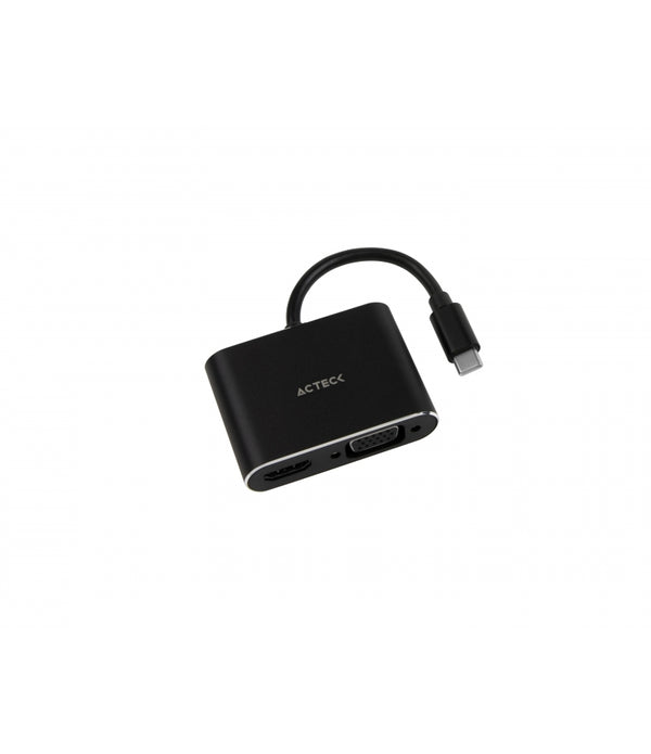 ADAPTADOR ACTECK SHIFT PLUS AV420 / USB C - HDMI VGA / 4K / 10 CM / NEGRO / AC-934657