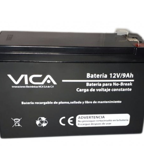 BATERIA DE REEMPLAZO VICA 12V 9AH, GENERICA COMPATIBLE CON EL 80% DE NO BREAKS DE OTRAS MARCAS, 1 AÑO DE GARANTIA