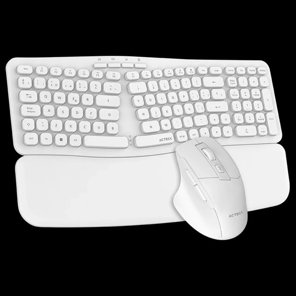 KIT TECLADO Y MOUSE ACTECK CREATOR ULTRA CONFORT MK650 / INALAMBRICO / MEMBRANA / ERGONOMICO / REPOSABRAZOS / BLANCO / AC-939874