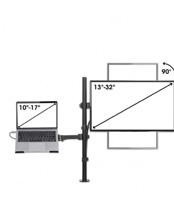 SOPORTE COMBINADO,MANHATTAN,462136, DE ESCRITORIO PARA LAPTOP Y MONITOR DE 13 A 32