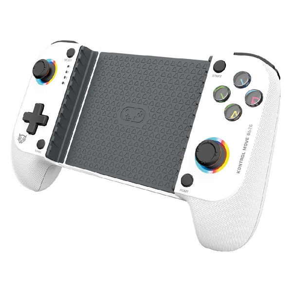 GAMEPAD GAMER BALAM RUSH KONTROL MOVE G626 / GAME PAD CONTROL / INALAMBRICO -BT 5.0 / P- CELULAR / ANDROID - IOS / RGB / RECARGABLE / TURBO - VIBRACION DUAL / JOYSTICK ANTI DRIFT / BLANCO / BR-940481